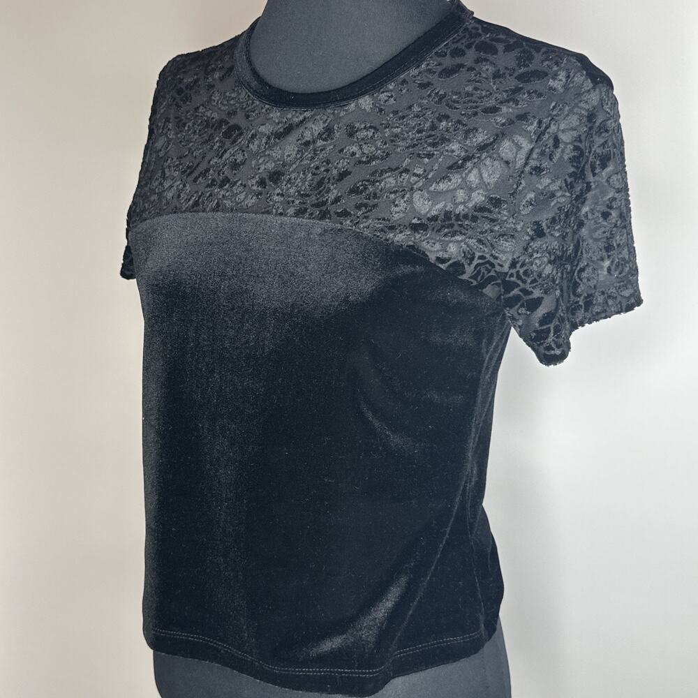 Vintage Y2K 90s My Michelle Floral Velvet Baby Tee Shirt Sz M Whimsigoth Witchy - Picture 4 of 9